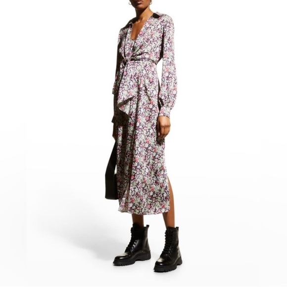 Cinq à Sept | Quin Floral Layered Overlay Feminine Flowy Midi Dress Size 4 - Picture 2 of 13